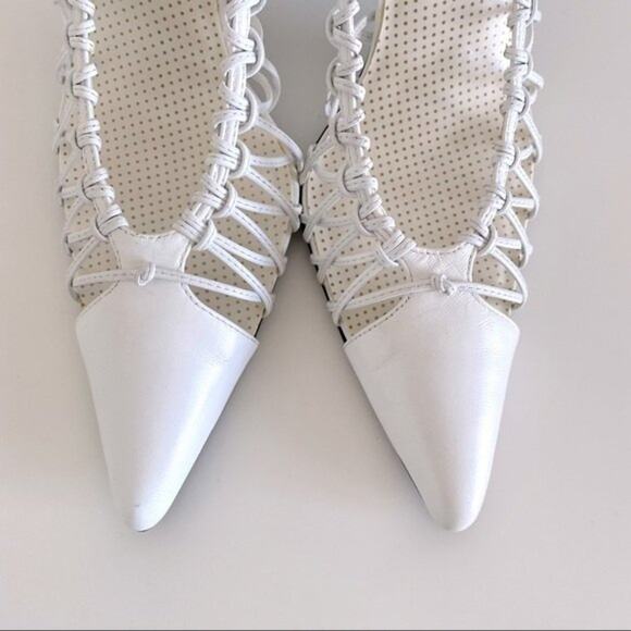 Colin Stuart White Leather Pointed Toe Caged Heel Size 7 - Picture 7 of 10